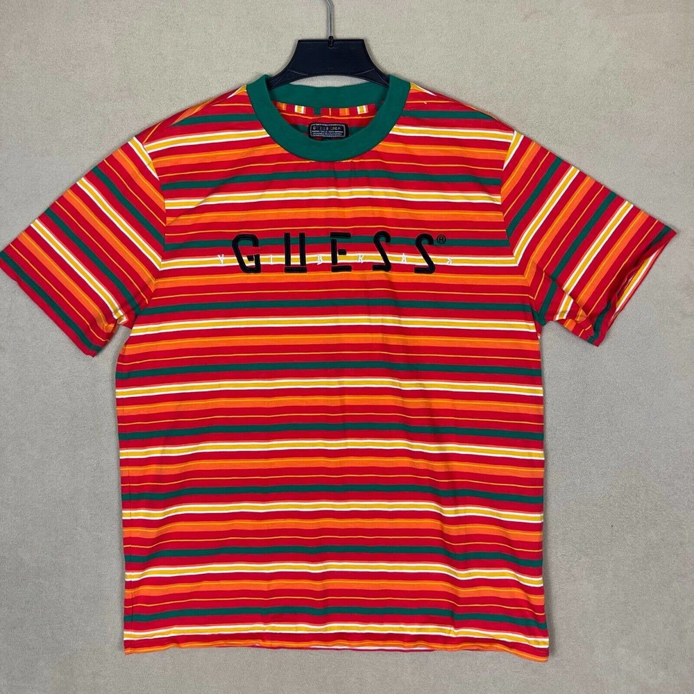 Guess x J Balvin Vibras Tour Striped T Shirt Mens L Multicolor Round Neck